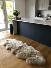 Load image into Gallery viewer, Double sheepskin rug in oyster, large fur rug, sheepskin throw, sheepskin bed throw, bench cover