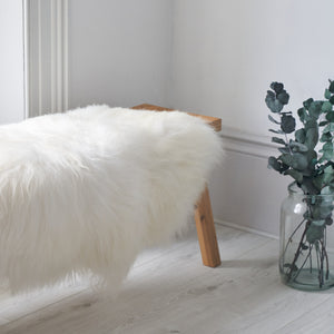 long hair icelandic sheepskin rug in white