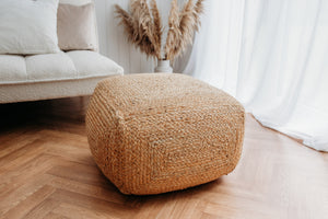 Jute floor pouffe