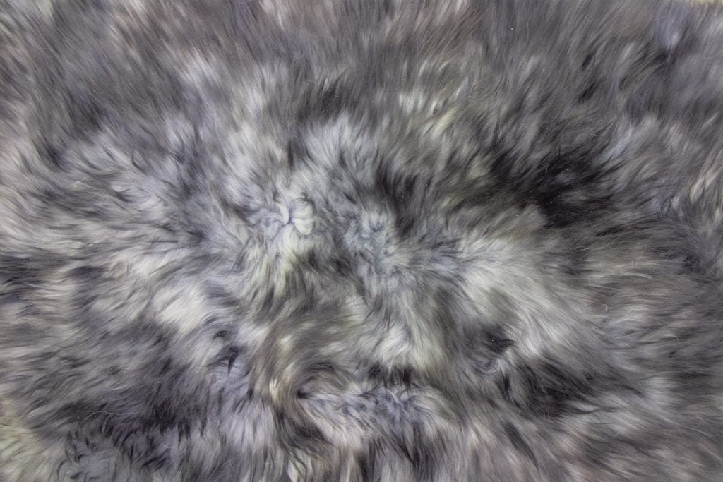 Double sheepskin rug in dark grey