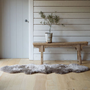 Ethically crafted double sheepskin in Taupe