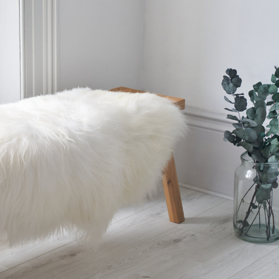 large sheepskin rug, throw, white sheepskin fur rug, double icelandic sheepskin in white, fur rag, 