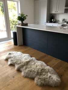 Double sheepskin rug in oyster, large fur rug, sheepskin throw, sheepskin bed throw, bench cover  