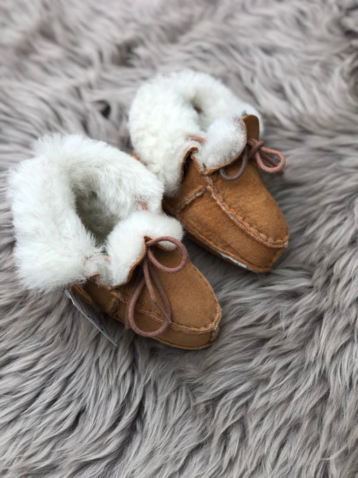 Lace up sheepskin booties/slippers