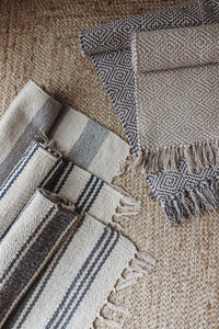 French stripe cotton woven rug