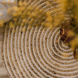 cotton and jute braided round rug