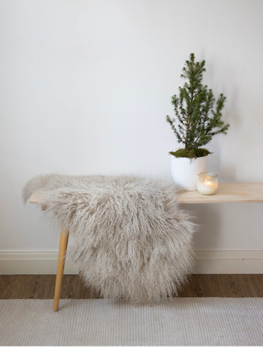 tibetan sheepskin rug in oyster