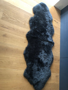 double sheepskin rug in dark grey