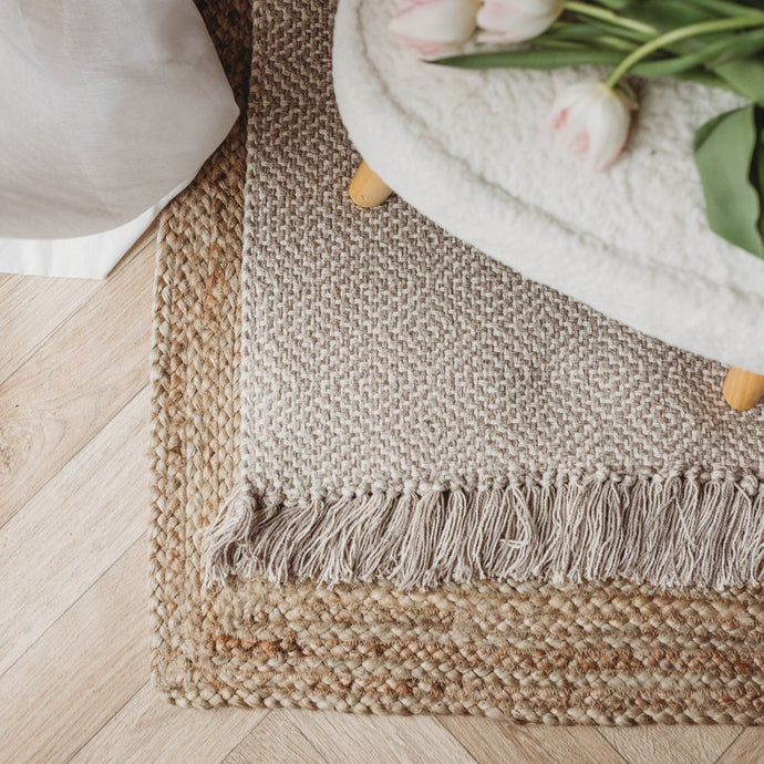 beige flat weave rug